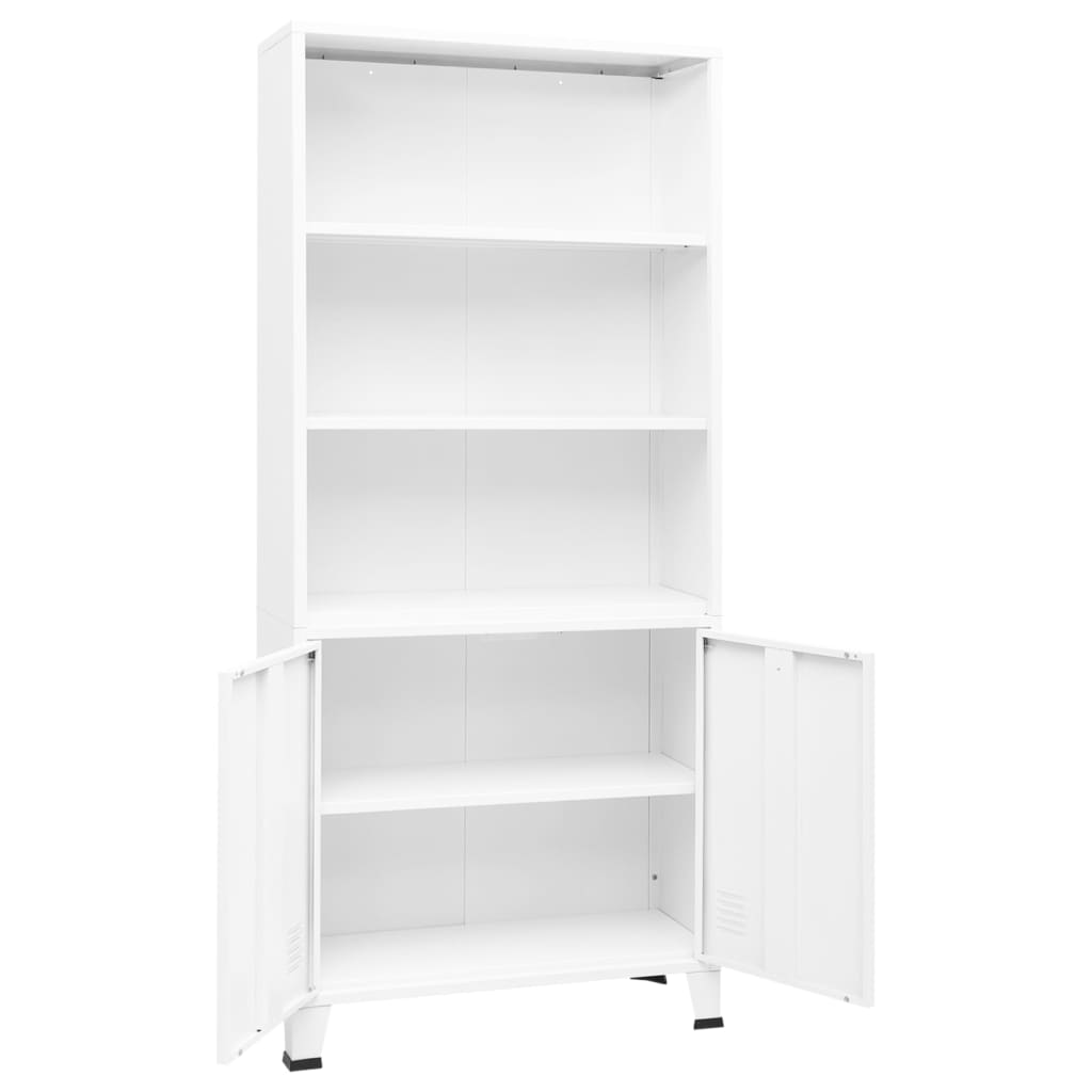 vidaXL Индустриална етажерка за книги, бяла, 80x32x180 см, стомана