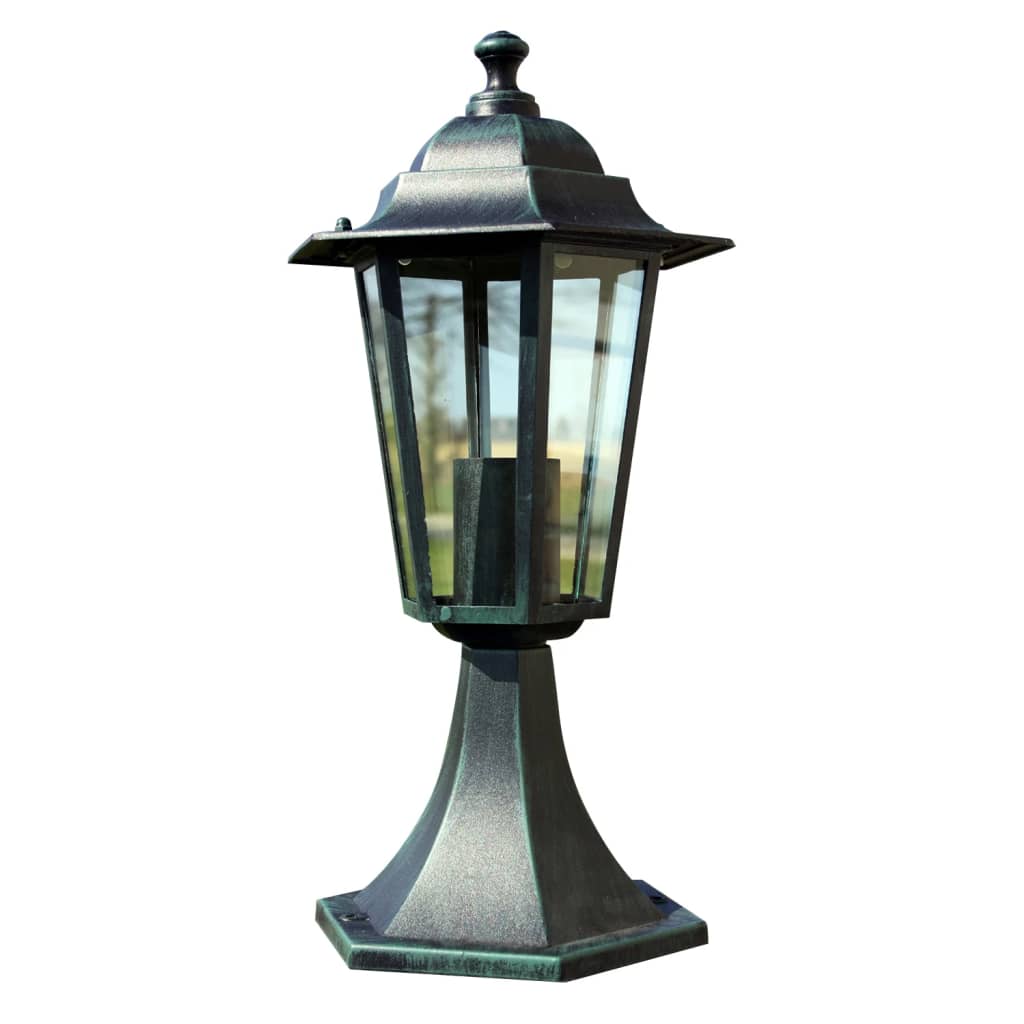 vidaXL Градински лампи, 2 бр, тъмнозелен/черен, алуминий