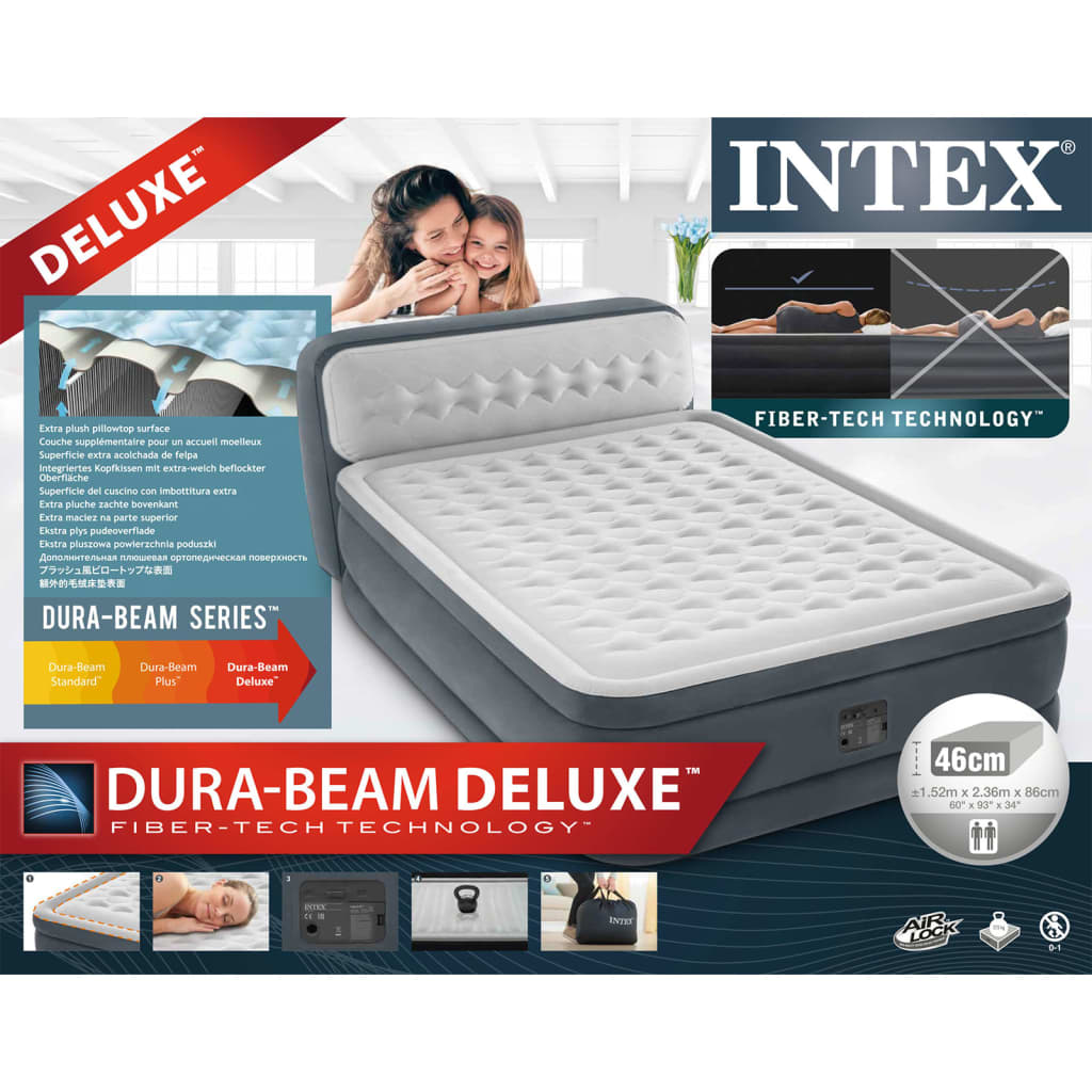 Intex Надуваемо легло Dura-Beam Deluxe Ultra Plush Headboard 86 см