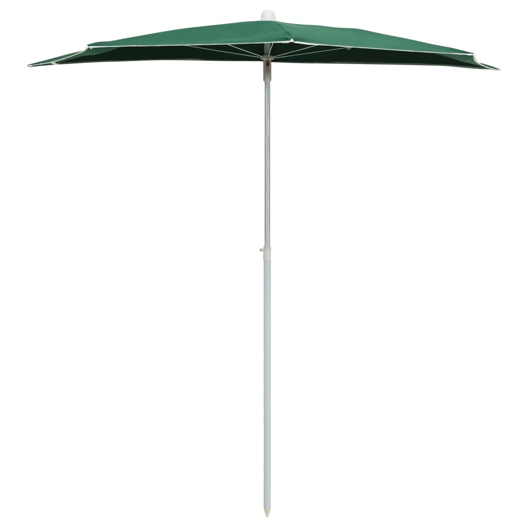 vidaXL Градински полукръгъл чадър с прът 180x90 см зелен