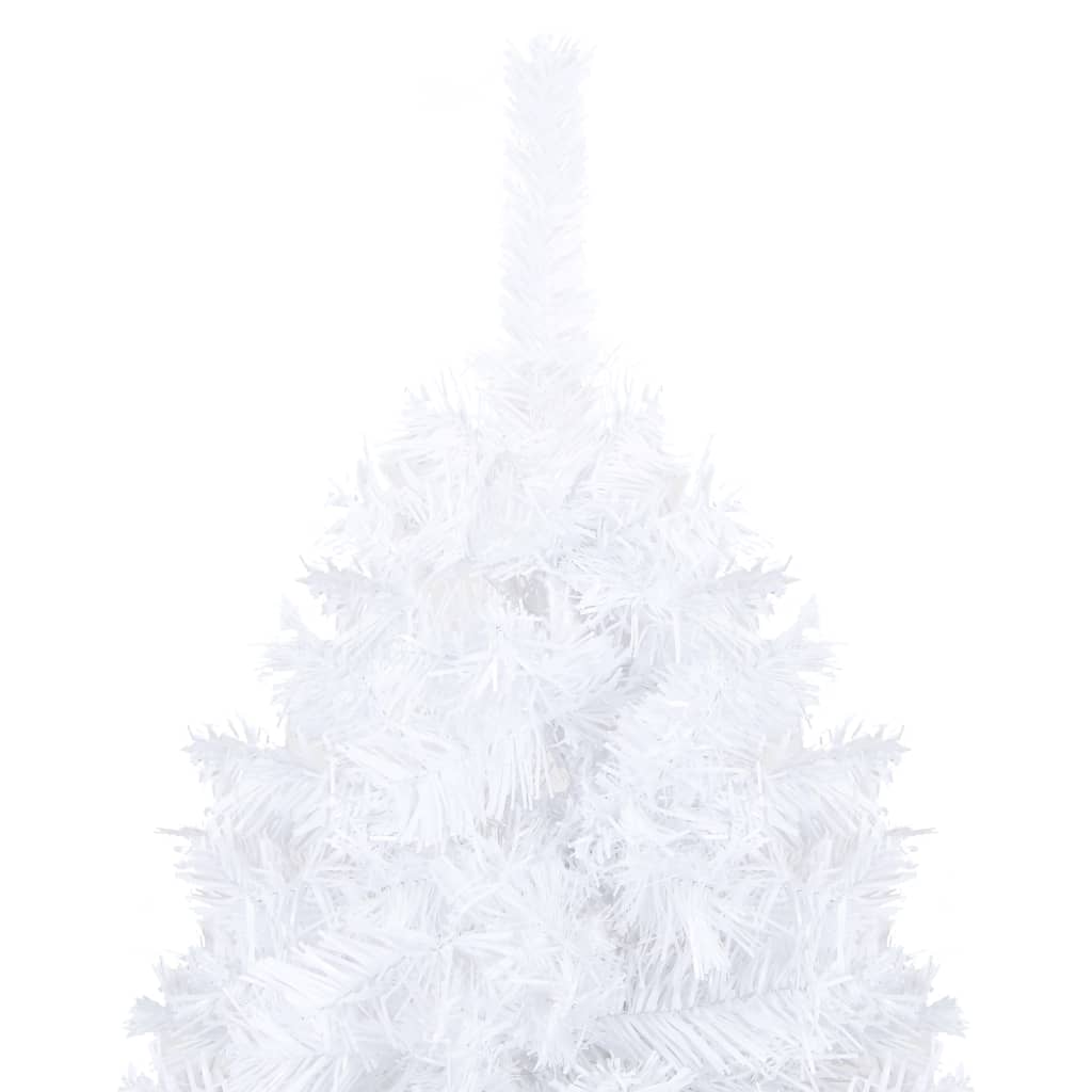 vidaXL Изкуствена осветена коледна елха с гъсти клонки, бяла, 180 см