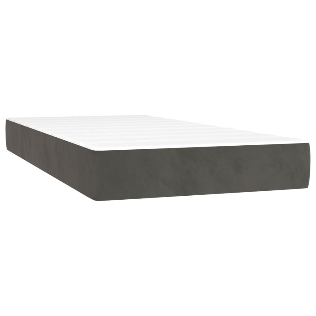 vidaXL Боксспринг легло с матрак, тъмносиво, 80x200 см, кадифе