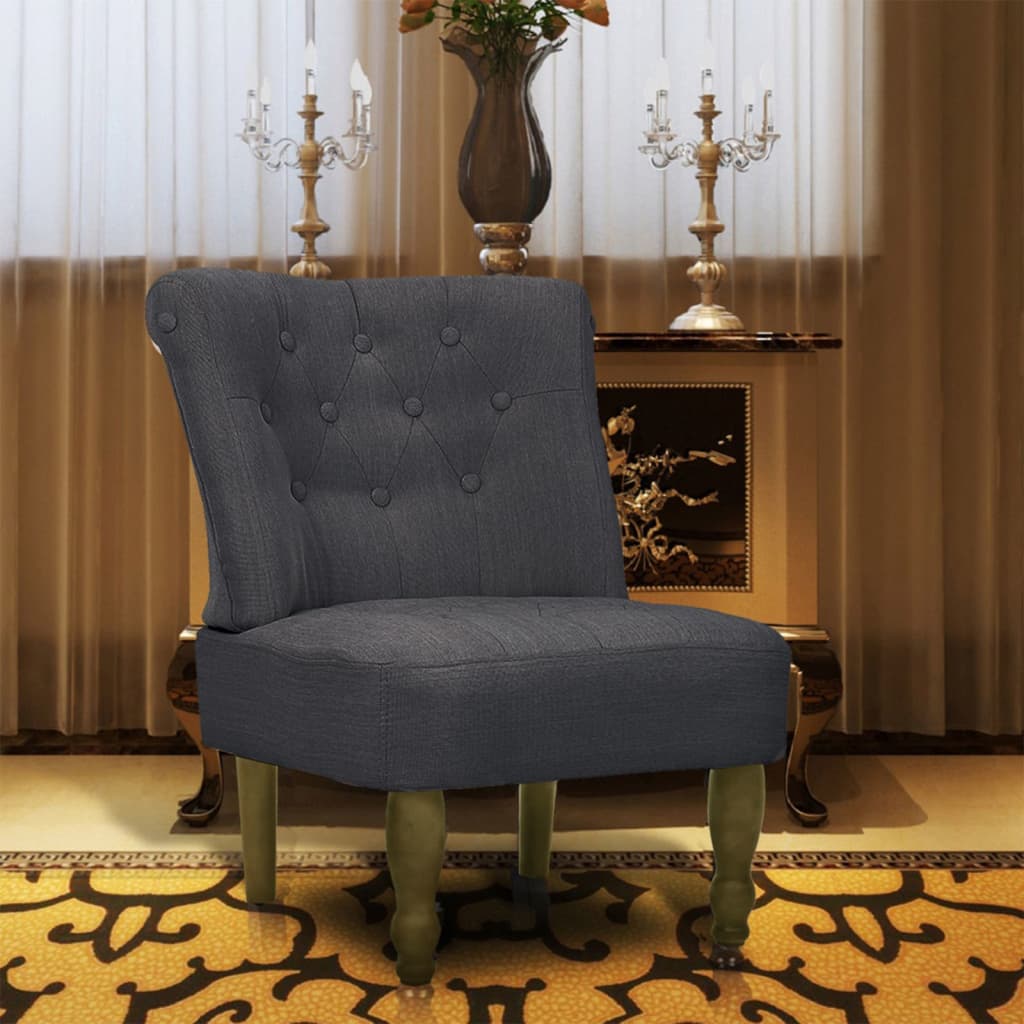vidaXL Френски стол, сив, текстил