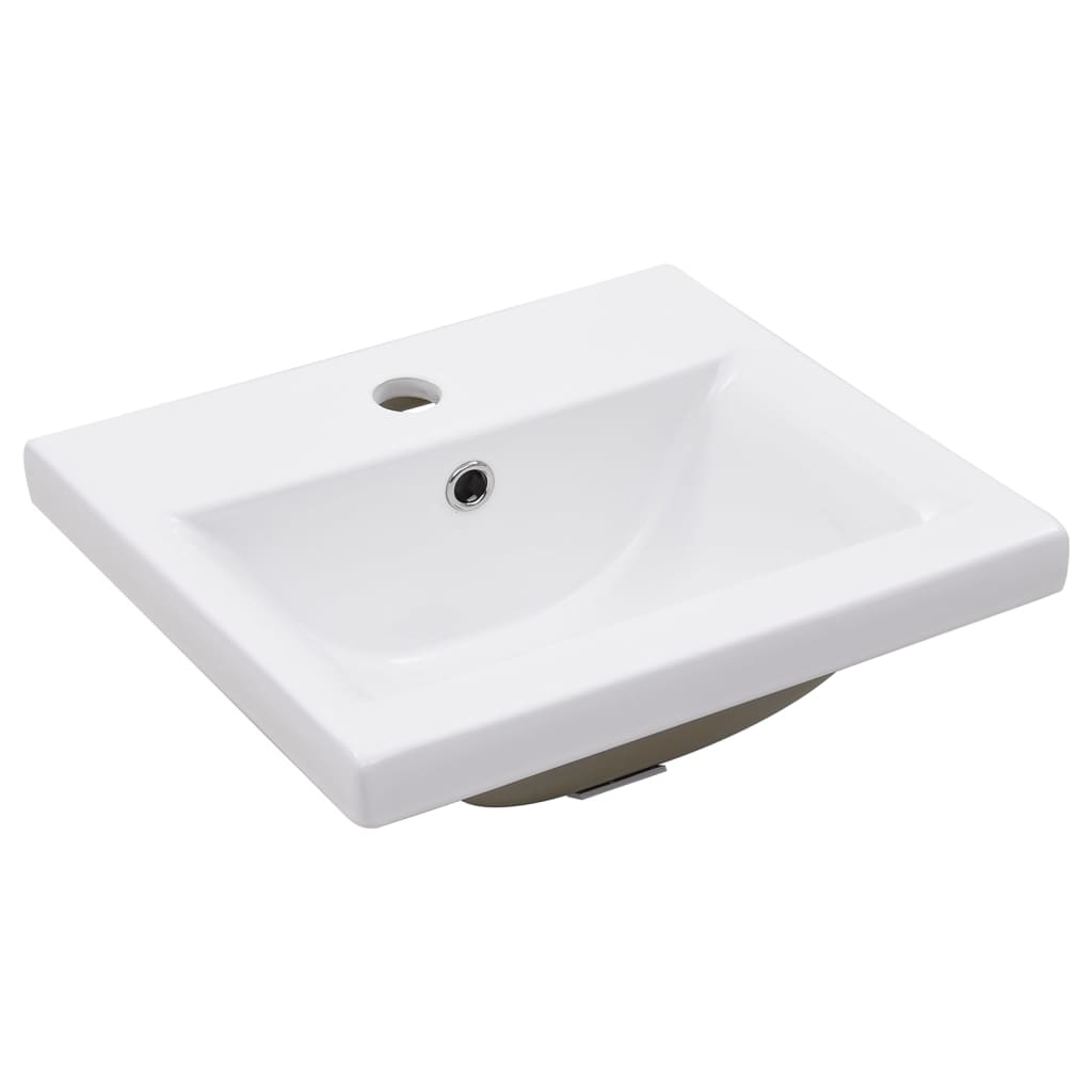 vidaXL Рамка за мивка за баня с вграден умивалник, бяла, желязна