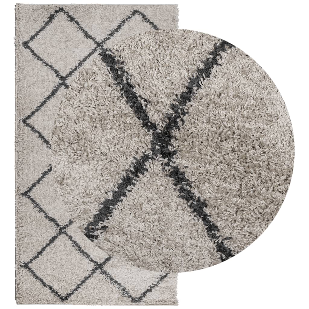 vidaXL Шаги килим с дълъг косъм, модерен, бежов и антрацит, 60x110 cm