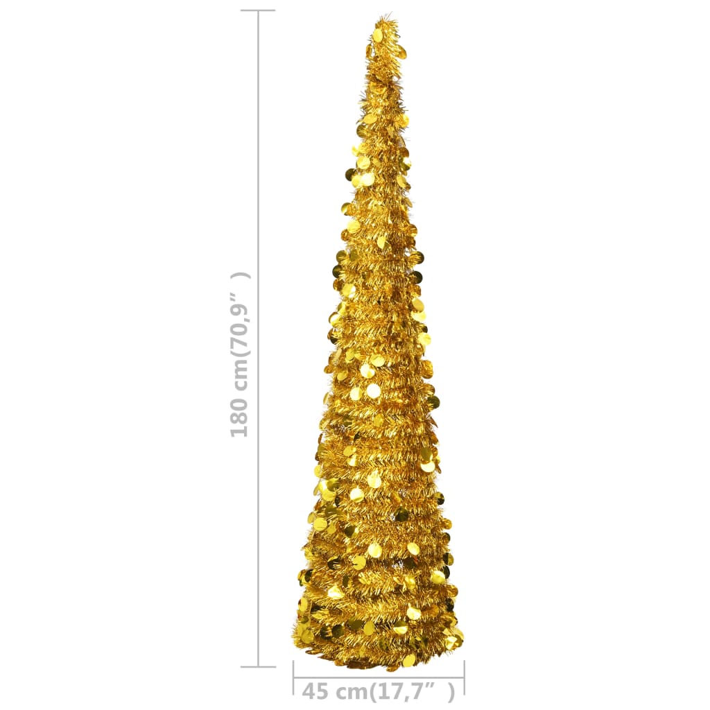 vidaXL Pop-up изкуствена коледна елха, златиста, 180 см, PET