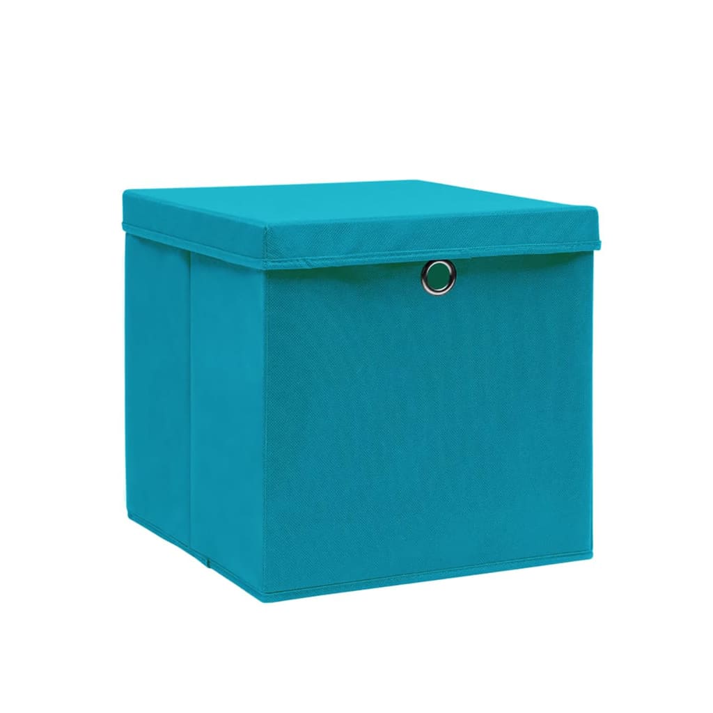 vidaXL Кутии за съхранение с капаци 4 бр 28x28x28 см бебешко синьо