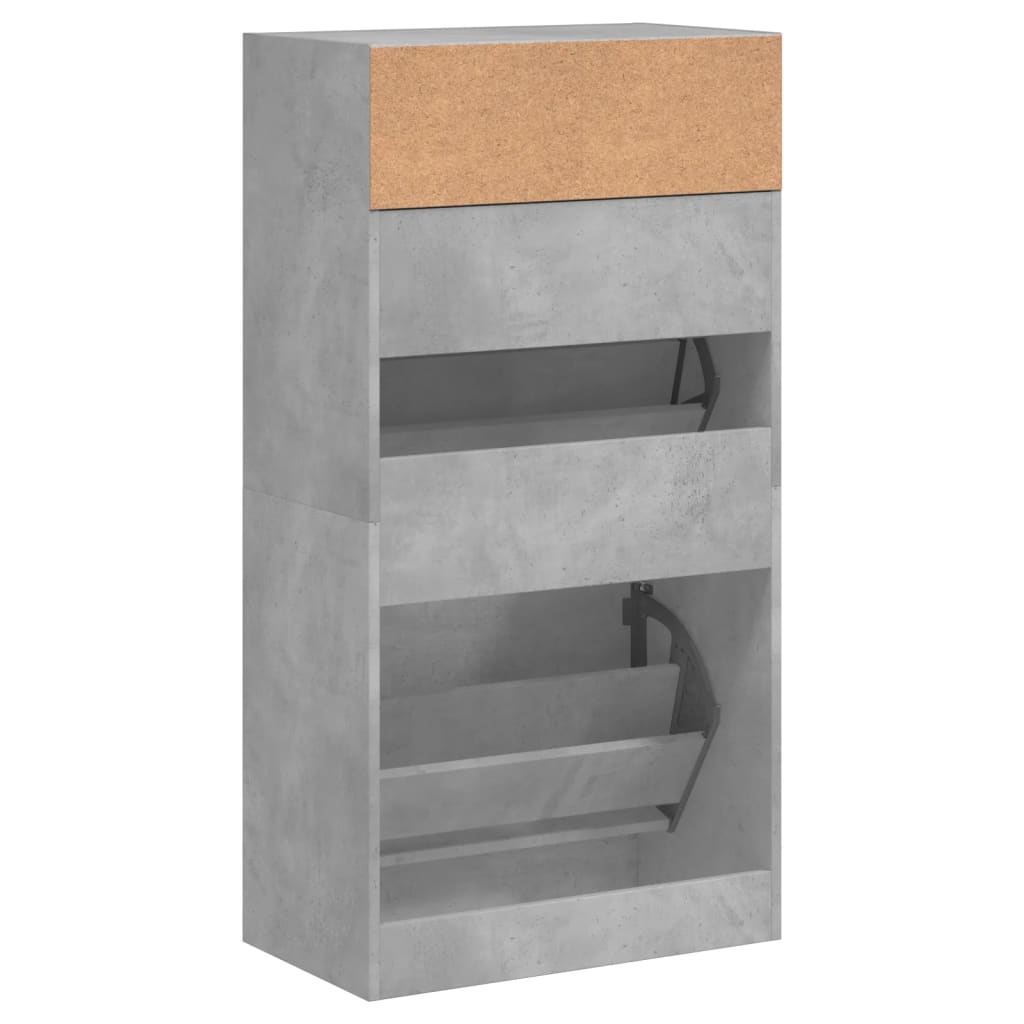 vidaXL Шкаф за обувки, бетонно сив, 60x34x116 см, инженерно дърво