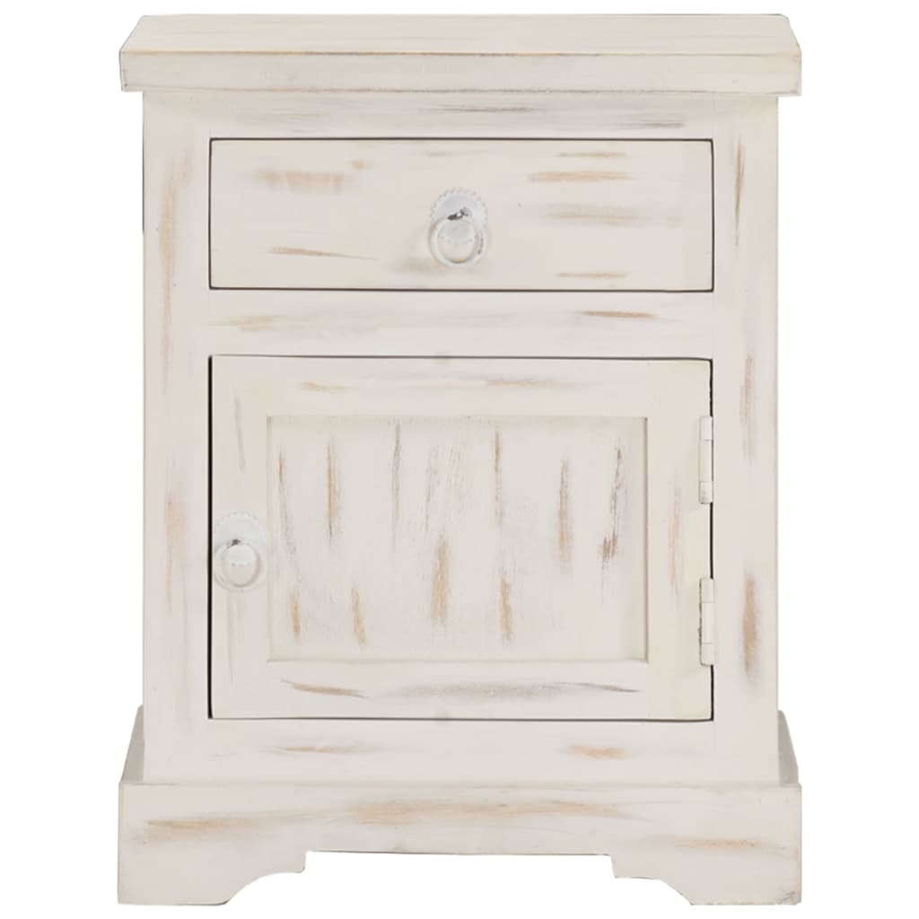 vidaXL Нощно шкафче, бяло, 40x30x50 см, мангово дърво масив