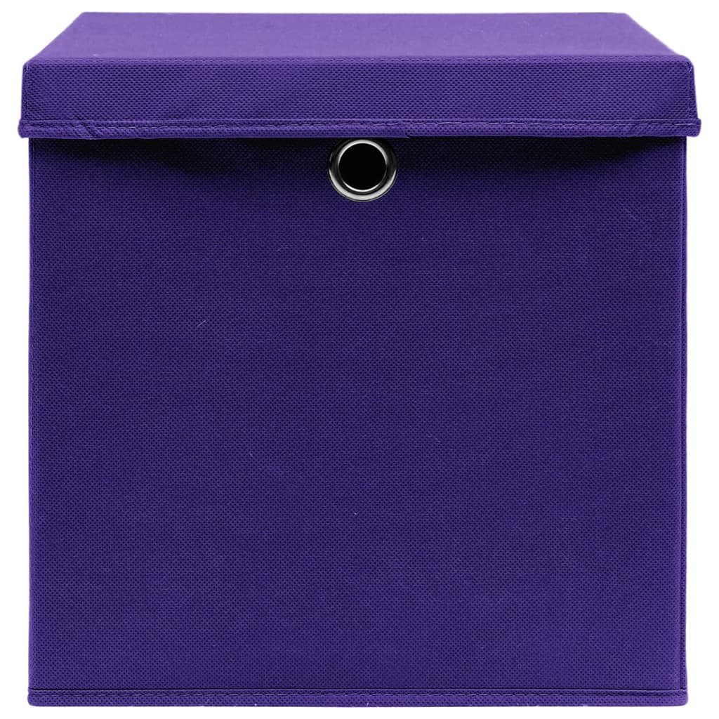 vidaXL Кутии за съхранение с капаци 4 бр 28x28x28 см лилави