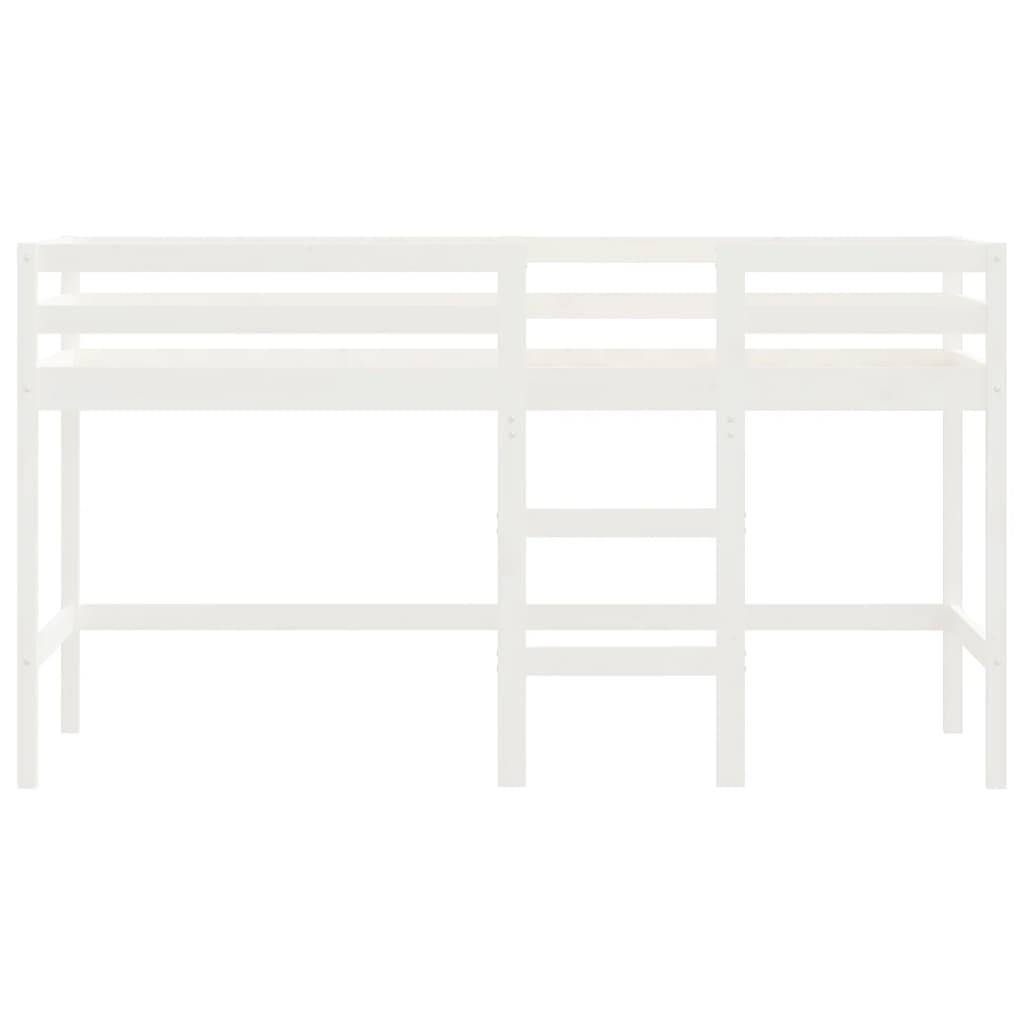vidaXL Детско високо легло със стълба, бяло, 80x200 см, бор масив