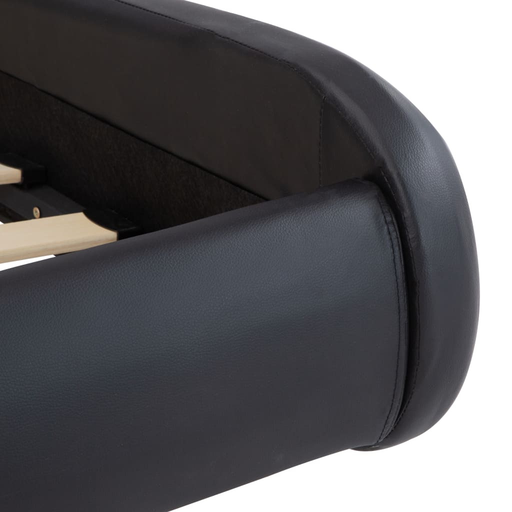 vidaXL Рамка за легло с LED, черна, изкуствена кожа, 90x200 cм