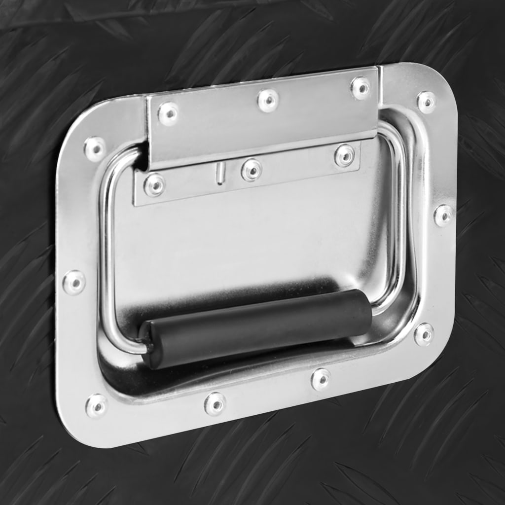 vidaXL Кутия за съхранение, черна, 60x23,5x23 см, алуминий