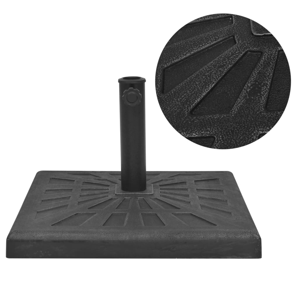 vidaXL Основа за чадър, квадратна, смола, черна, 19 кг