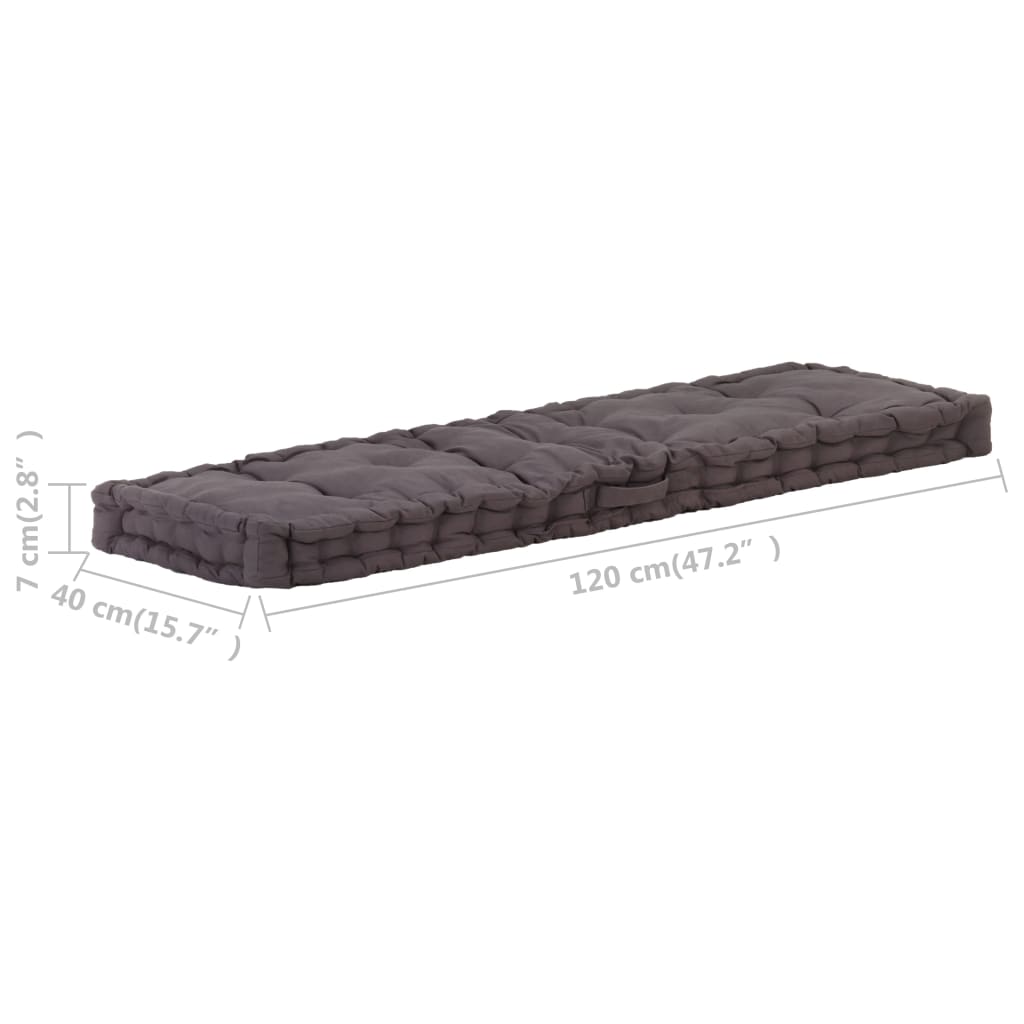 vidaXL Палетна възглавница за под, памук, 120x40x7 см, антрацит