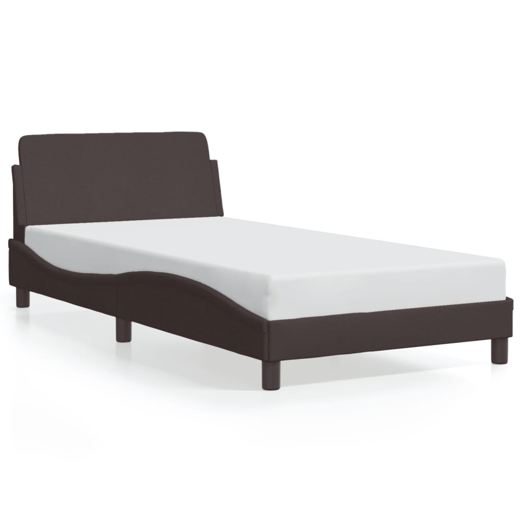 vidaXL Рамка за легло с табла, тъмнокафява, 100x200 см, плат
