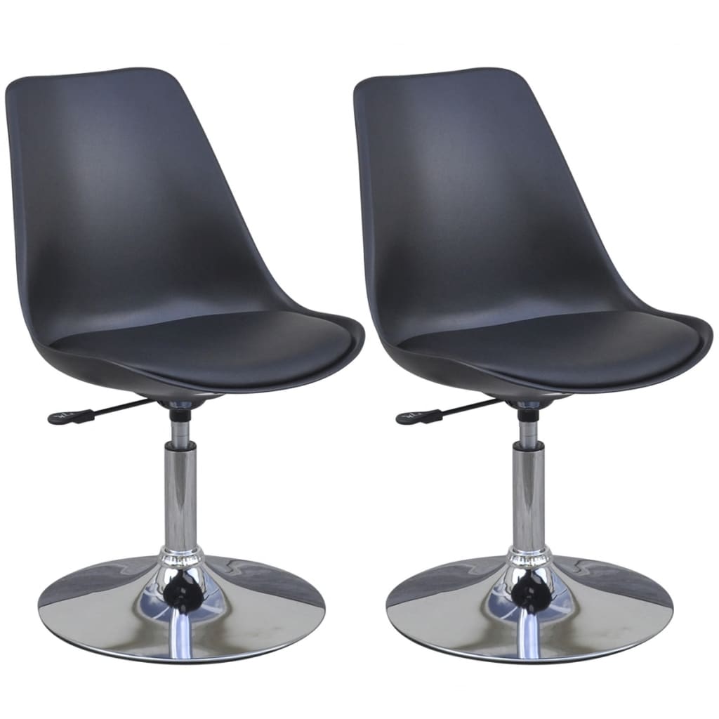 vidaXL Въртящи се трапезни столове, 2 бр, черни, изкуствена кожа