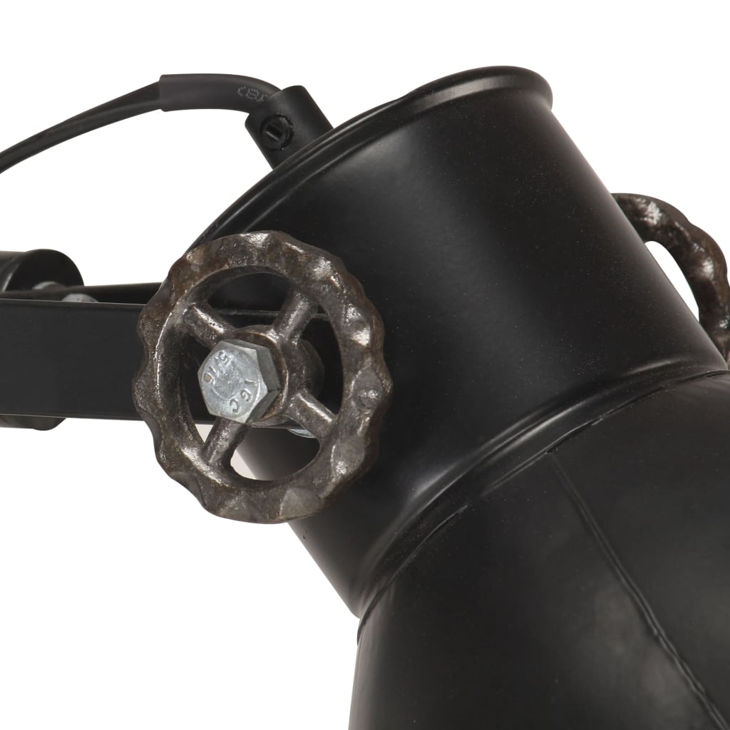 vidaXL Подова лампа с 2 абажура, черен, E27, чугун