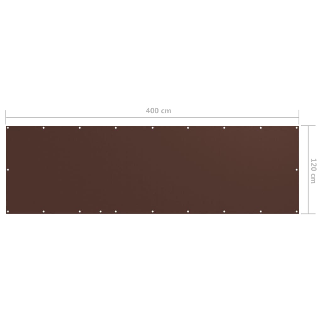 vidaXL Балконски параван, кафяв, 120x400 см, оксфорд плат
