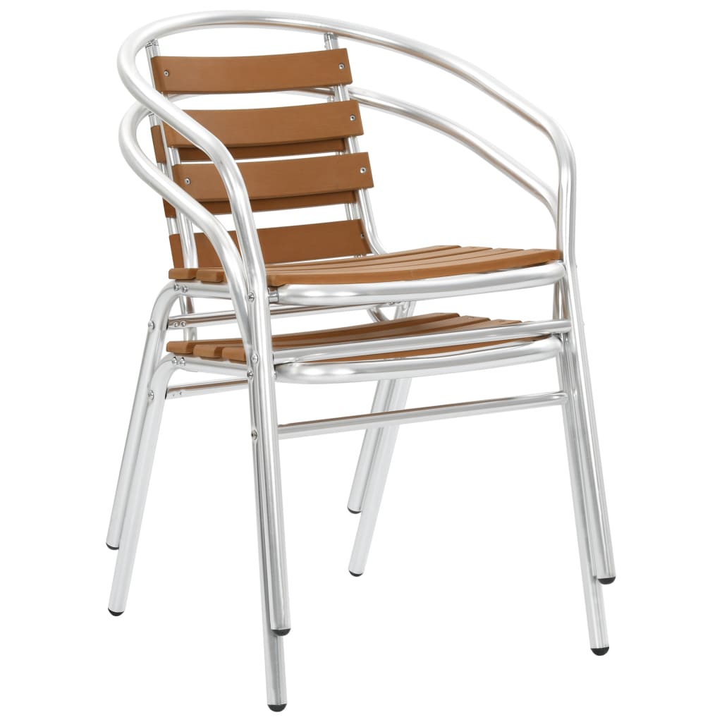 vidaXL Стифиращи градински столове, 2 бр, алуминий и WPC, сребристи