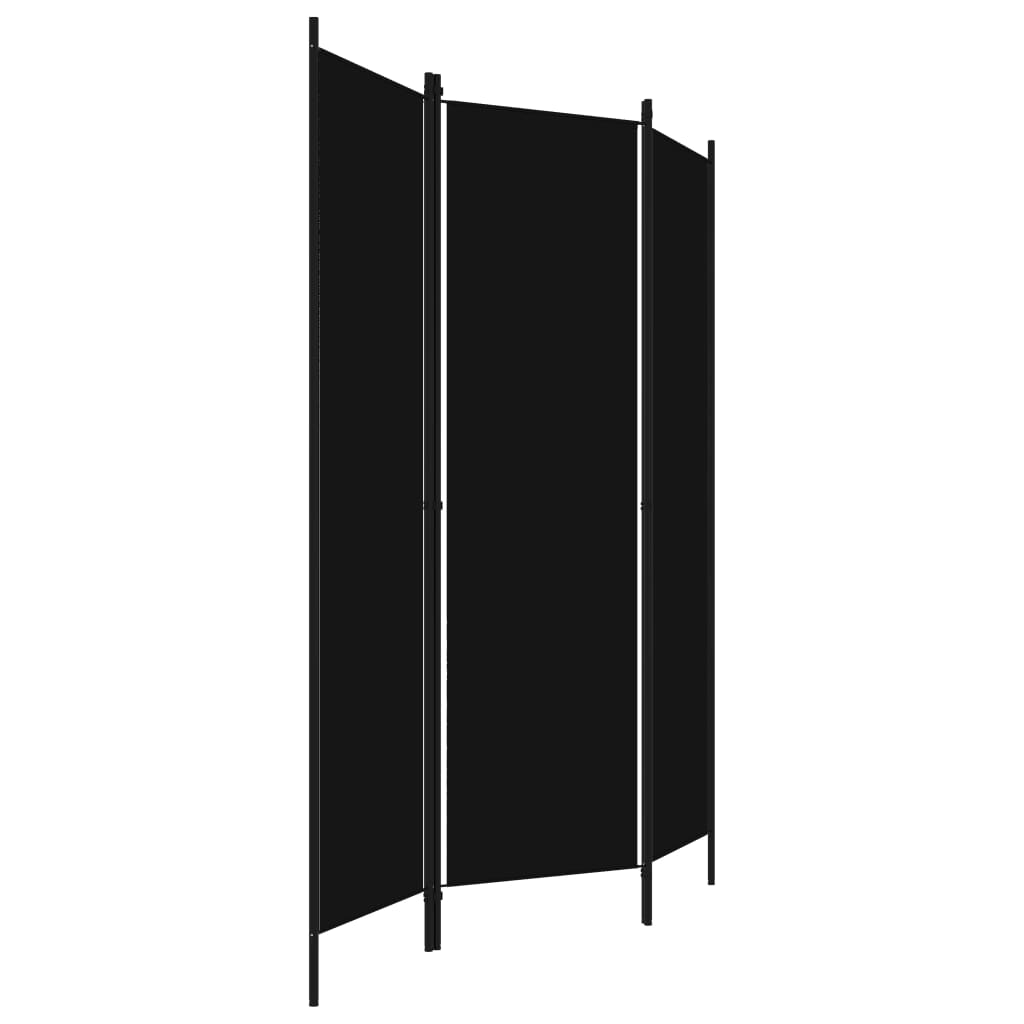 vidaXL Параван за стая, 3 панела, черен, 150x180 см