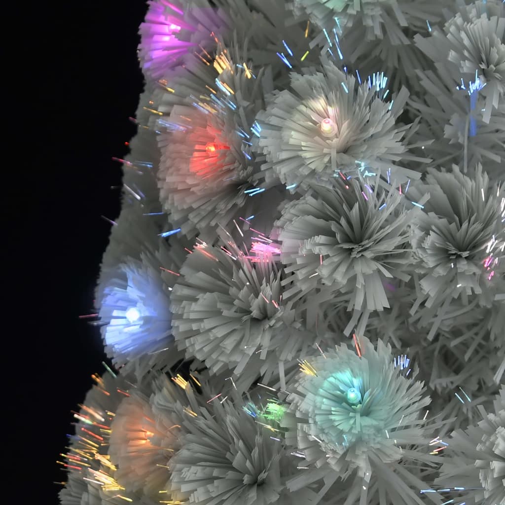vidaXL Изкуствена осветена коледна елха бяла 240 см оптично влакно