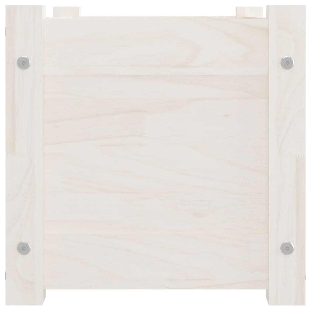vidaXL Градински сандък, бял, 60x31x31 см, бор масив