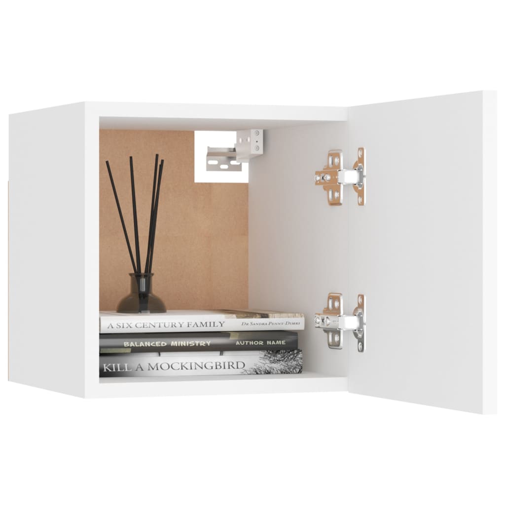 vidaXL ТВ шкафове за стенен монтаж, 2 бр, бели, 30,5x30x30 см