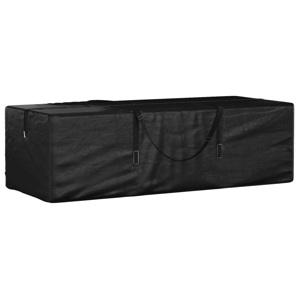 vidaXL Чанта за градински възглавници, черна, 135x40x55 см, полиетилен