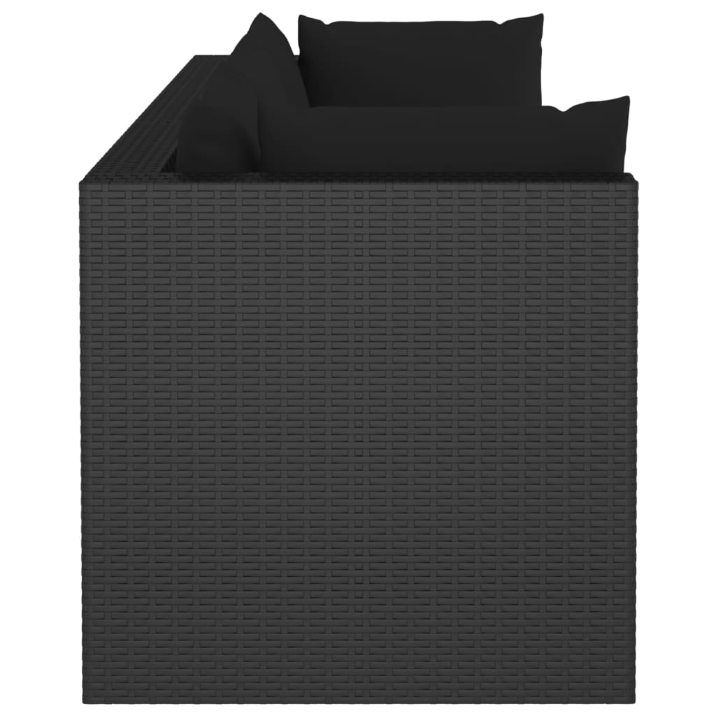 vidaXL Градински комплект с възглавници, 4 части, полиратан, черен