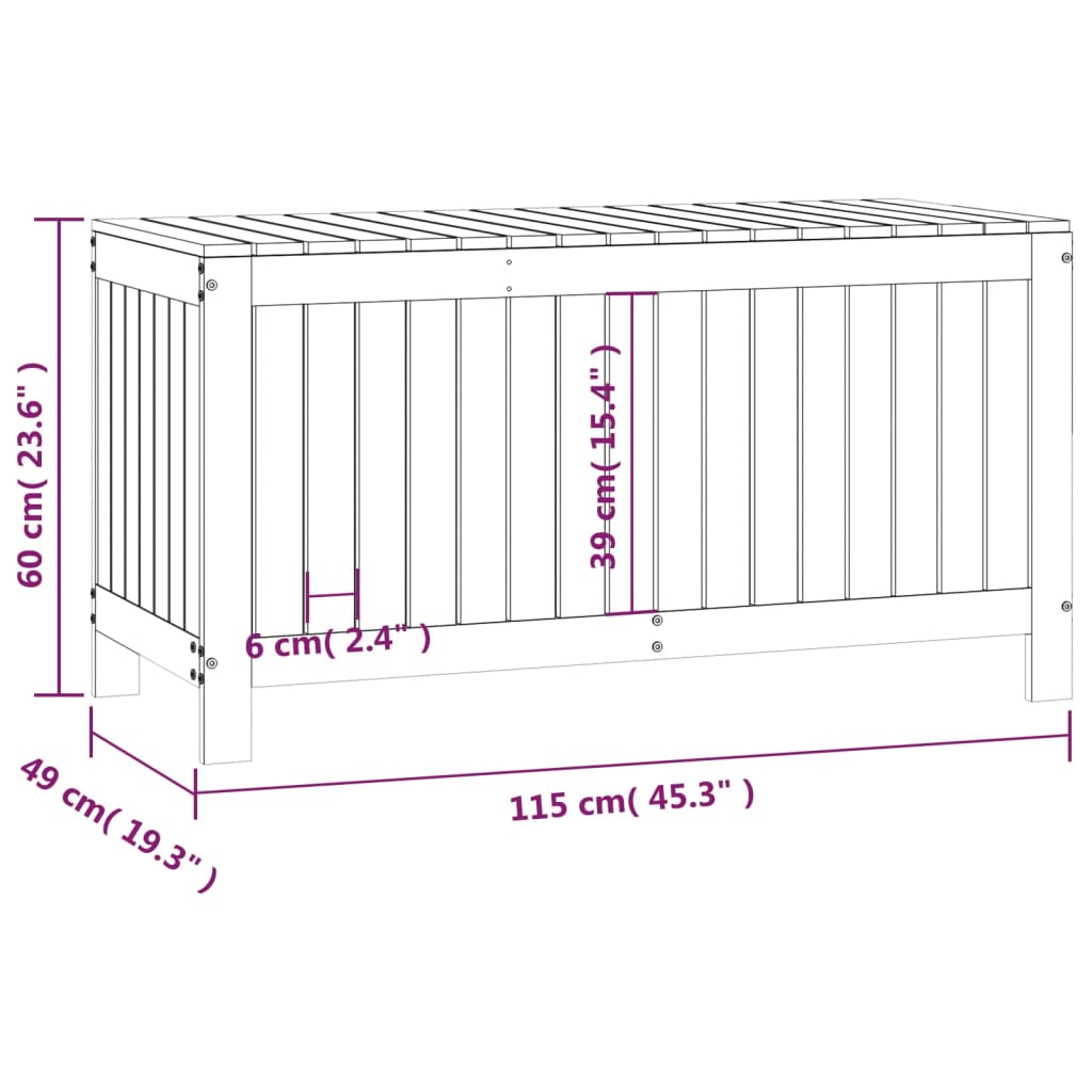 vidaXL Градинска кутия за съхранение, бяла, 115x49x60 см, бор масив