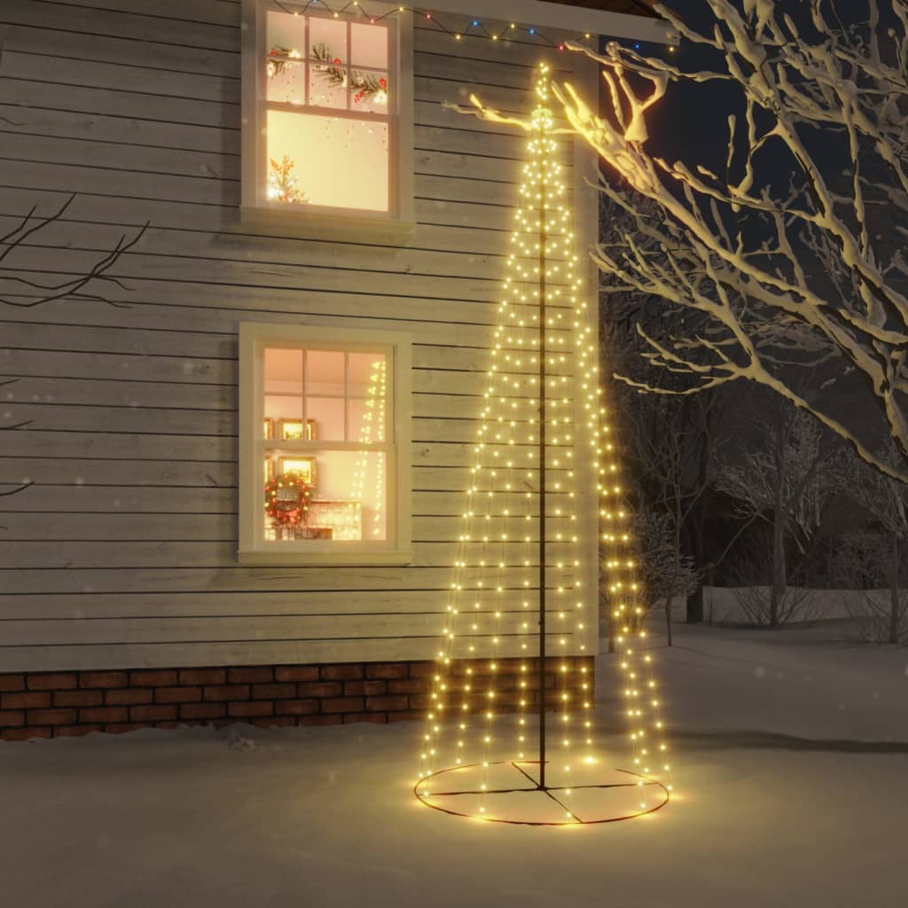 vidaXL Конусовидна елха, топло бяло, 310 LED, 100x300 см