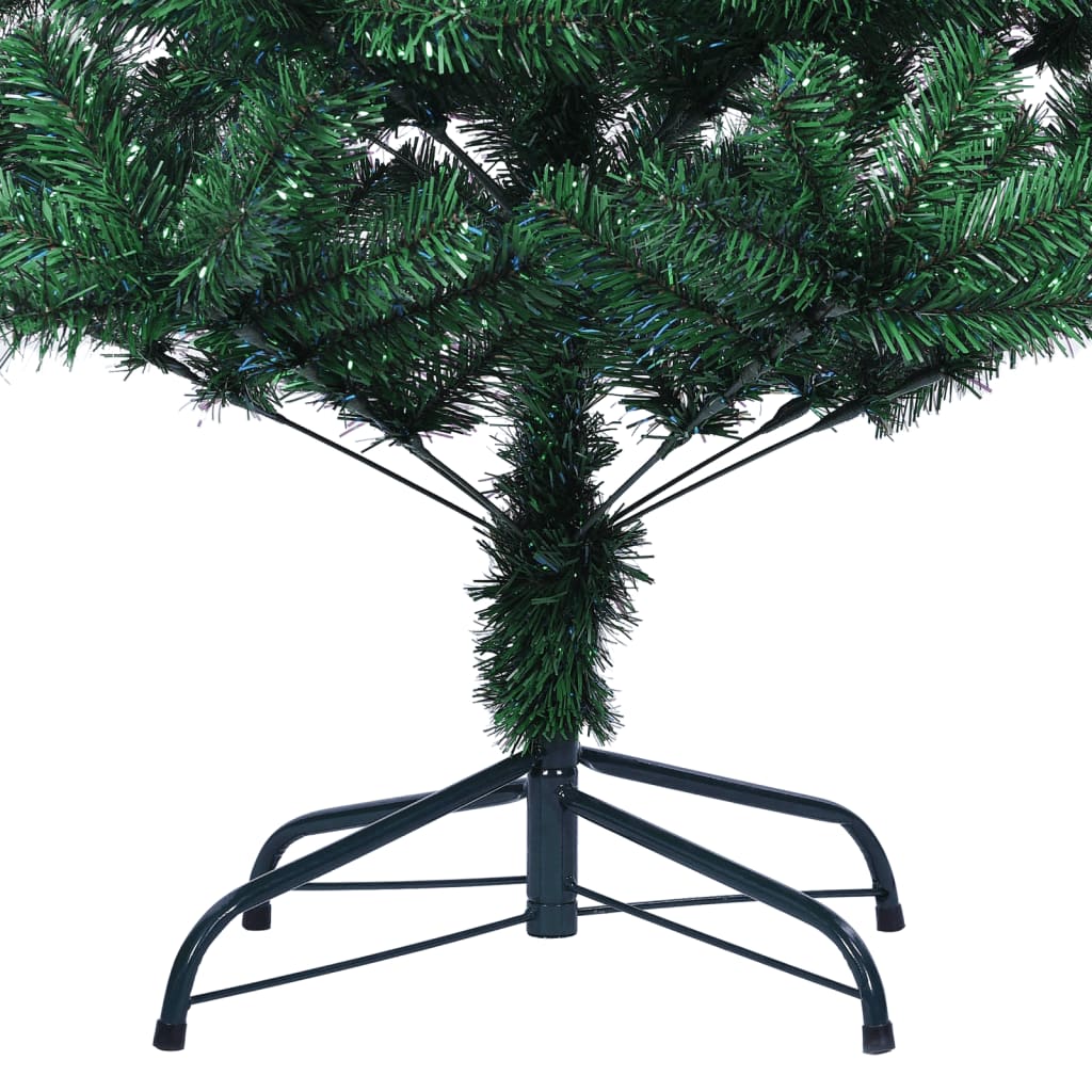 vidaXL Изкуствена коледна елха с преливащи връхчета зелена 120 см PVC