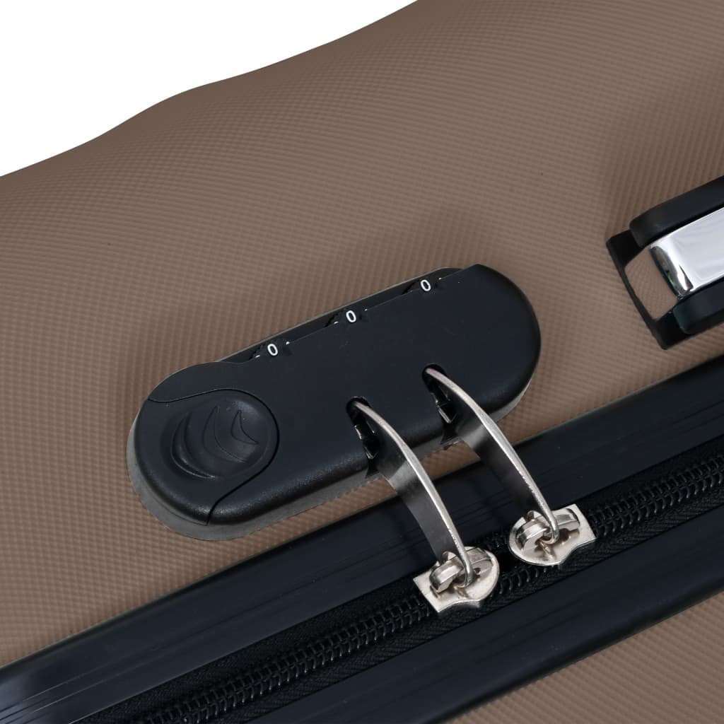 vidaXL Комплект твърди куфари с колелца, 3 бр, кафяв, ABS