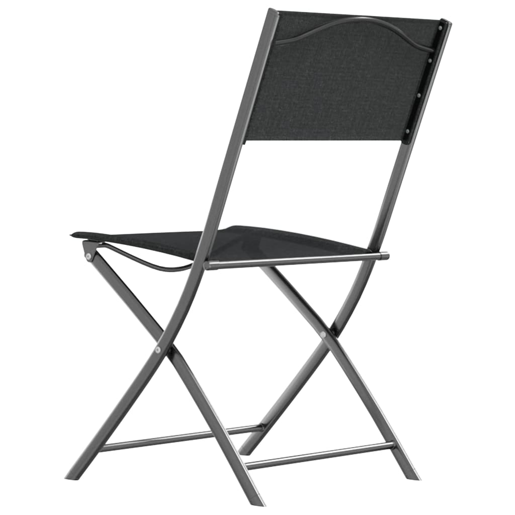 vidaXL Сгъваеми външни столове, 2 бр, черни, стомана и textilene