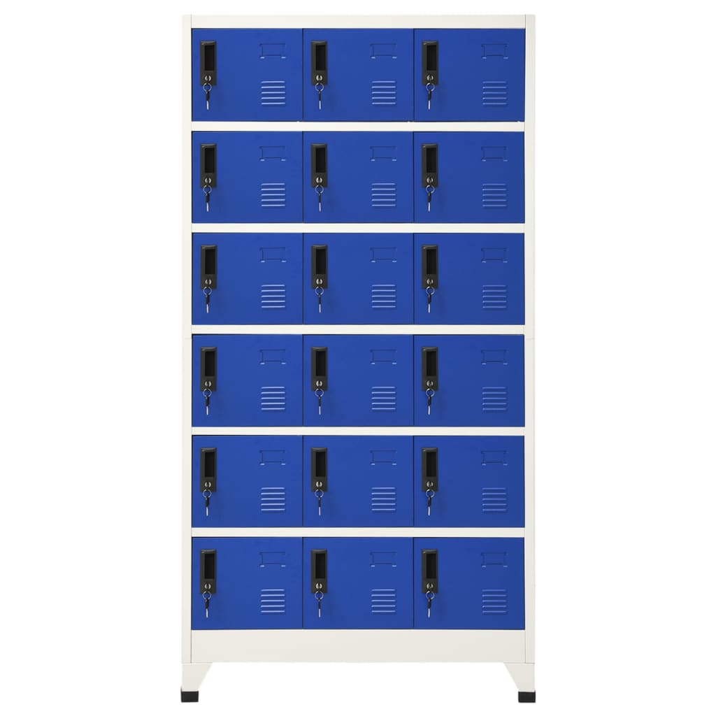 vidaXL Заключващ се шкаф, сиво и синьо, 90x40x180 см, стомана