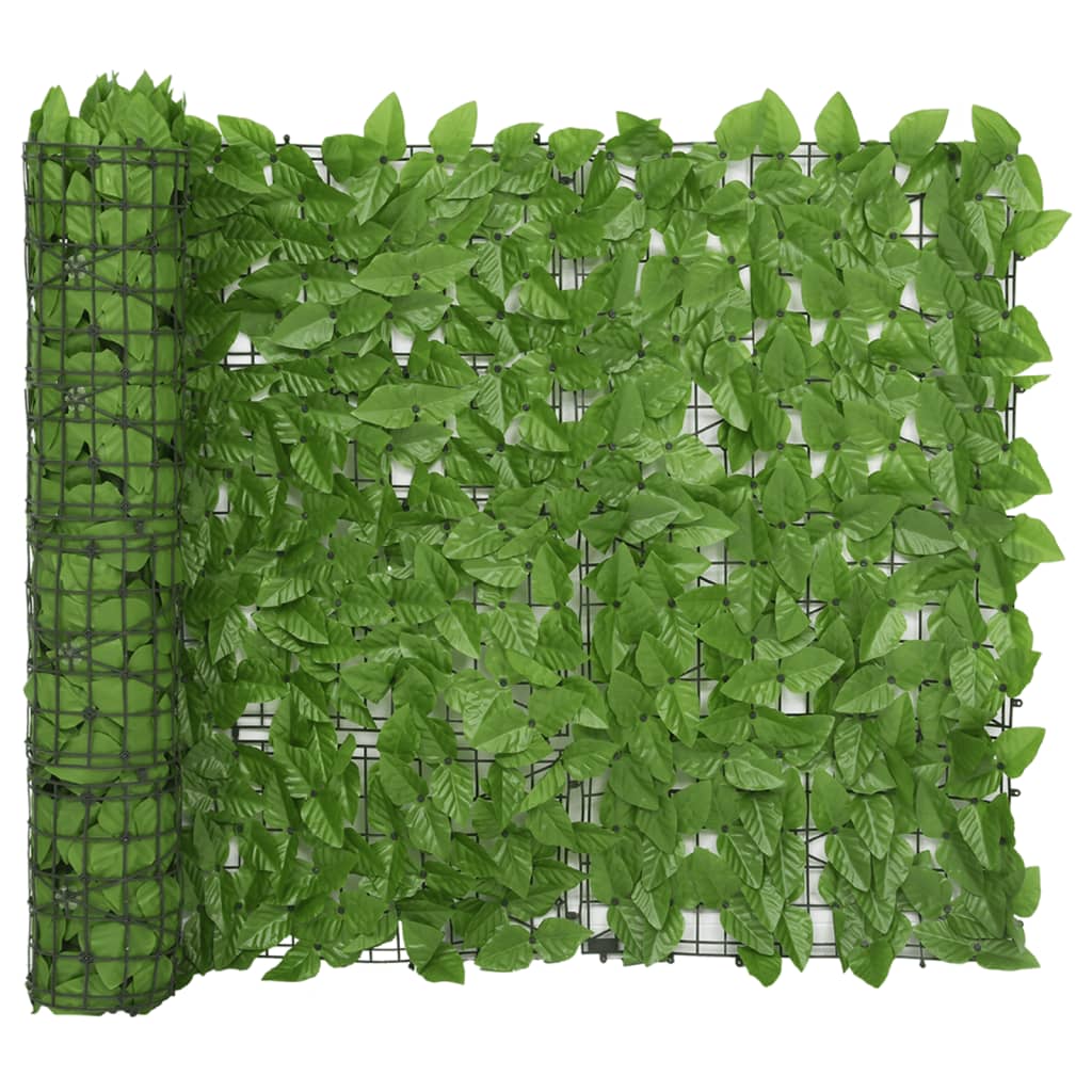 vidaXL Балконски параван със зелени листа, 600x100 см