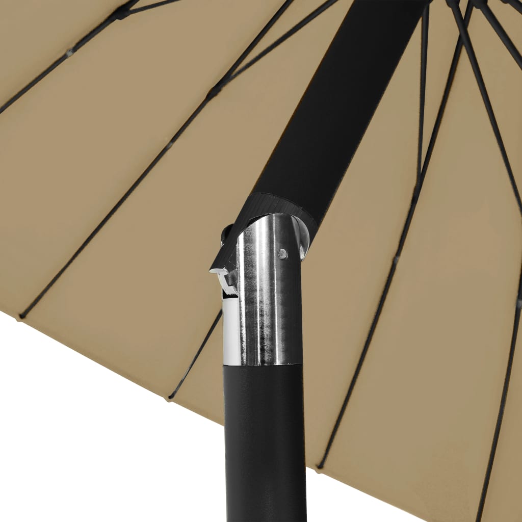vidaXL Градински чадър с алуминиев прът, 270 см, таупе