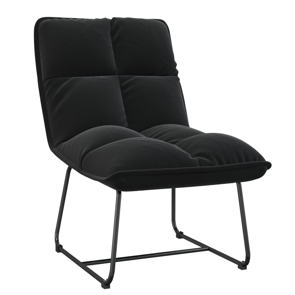 vidaXL Релаксиращ стол с метална рамка, черен, кадифе