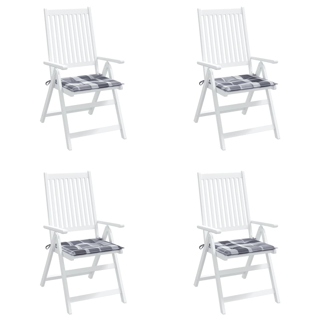 vidaXL Възглавници за столове 4 бр сиво каре 50x50x3 см Оксфорд плат