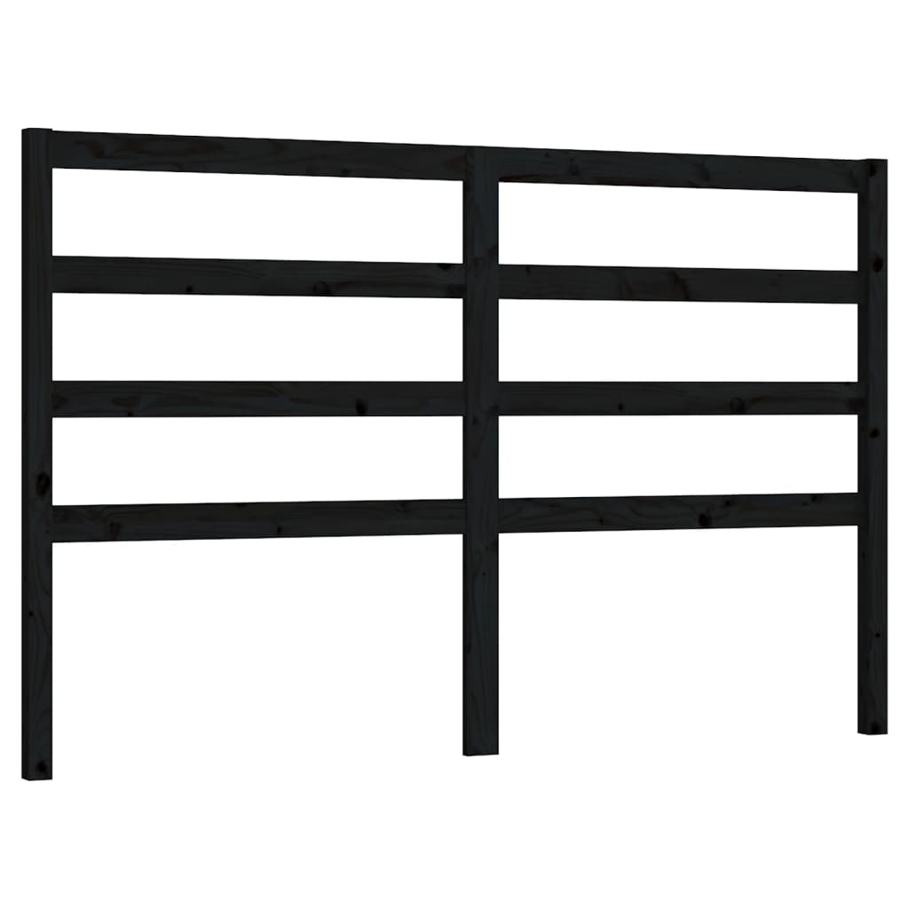 vidaXL Горна табла за легло, черна, 141x4x100 см, бор масив