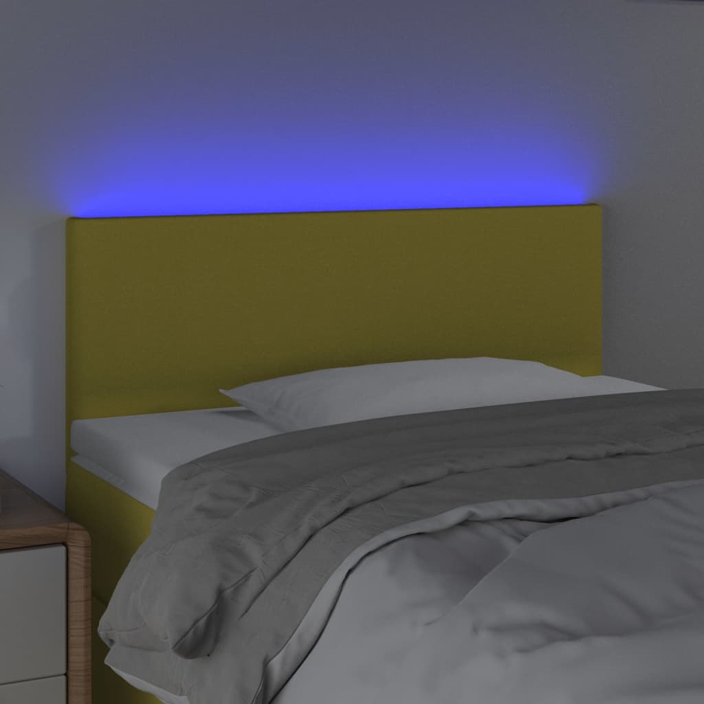 vidaXL LED горна табла за легло, зелена,90x5x78/88 см, плат