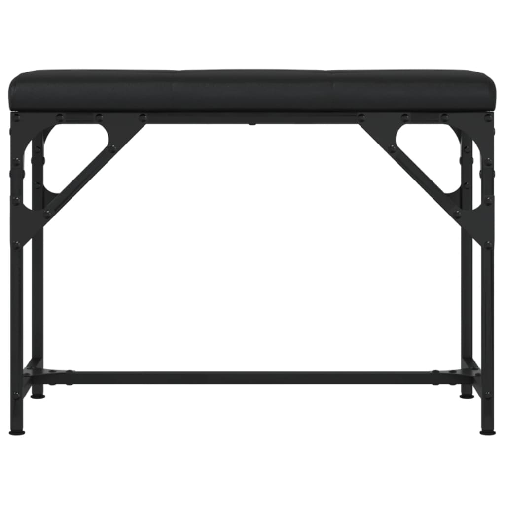 vidaXL Трапезна пейка, черна, 62x32x45 см, стомана и изкуствена кожа