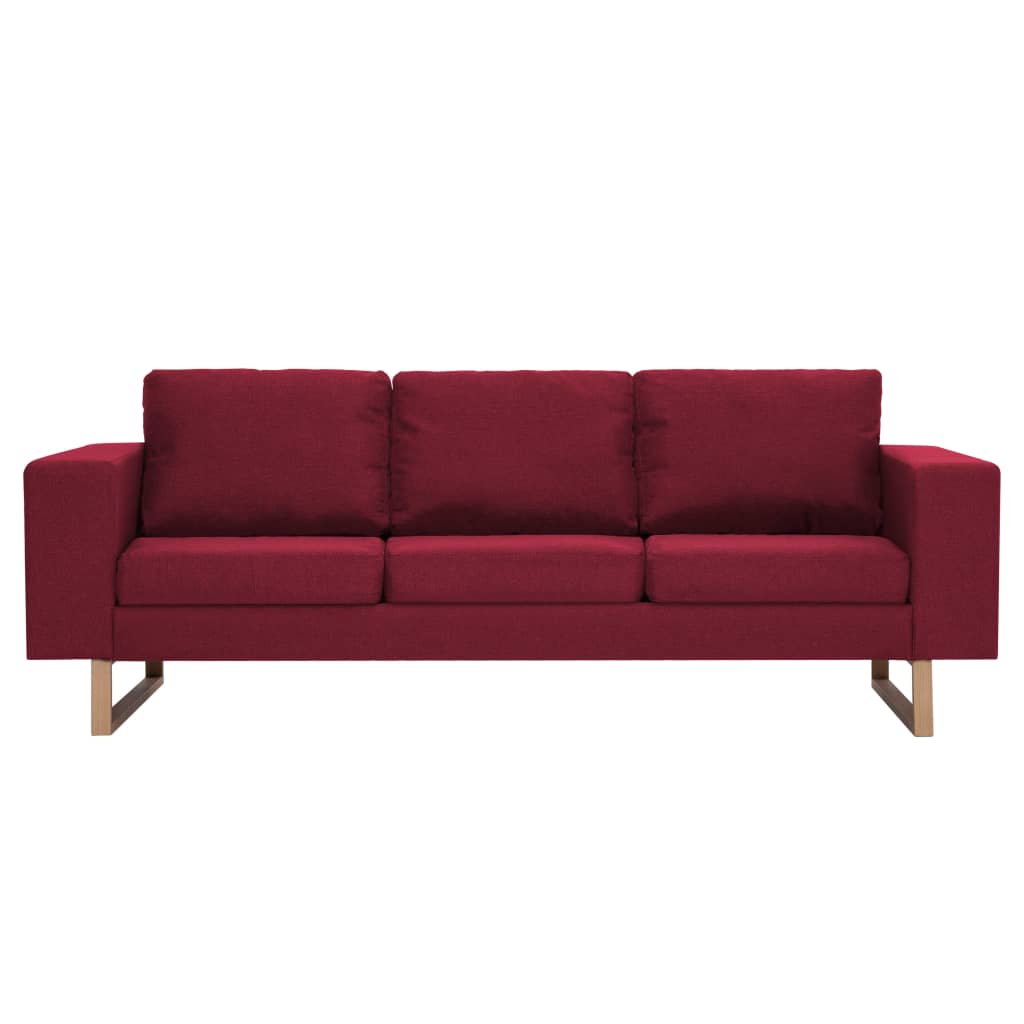 vidaXL 3-местен диван, текстил, виненочервен