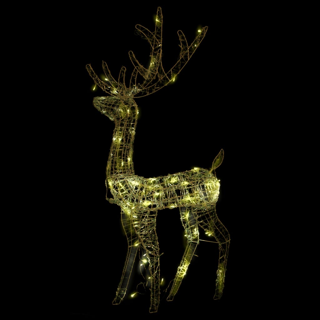 vidaXL Коледна украса северни елени, акрил, 2 бр, 120 см, топло бяло