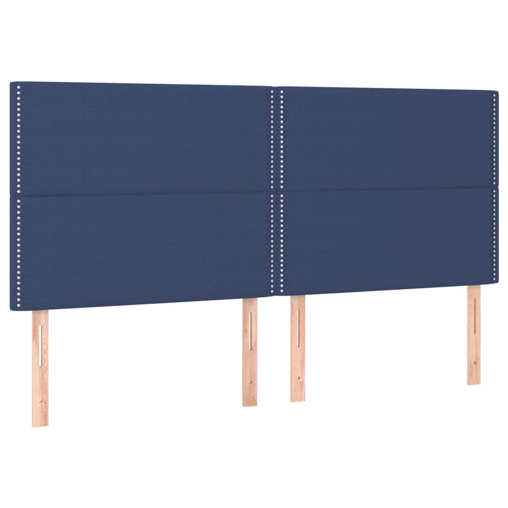 vidaXL Рамка за легло с табла, синя, 200x200 см, плат