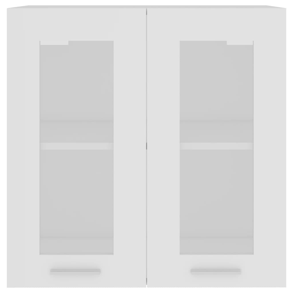 vidaXL Висящ стъклен шкаф, бял, 60x31x60 см, ПДЧ