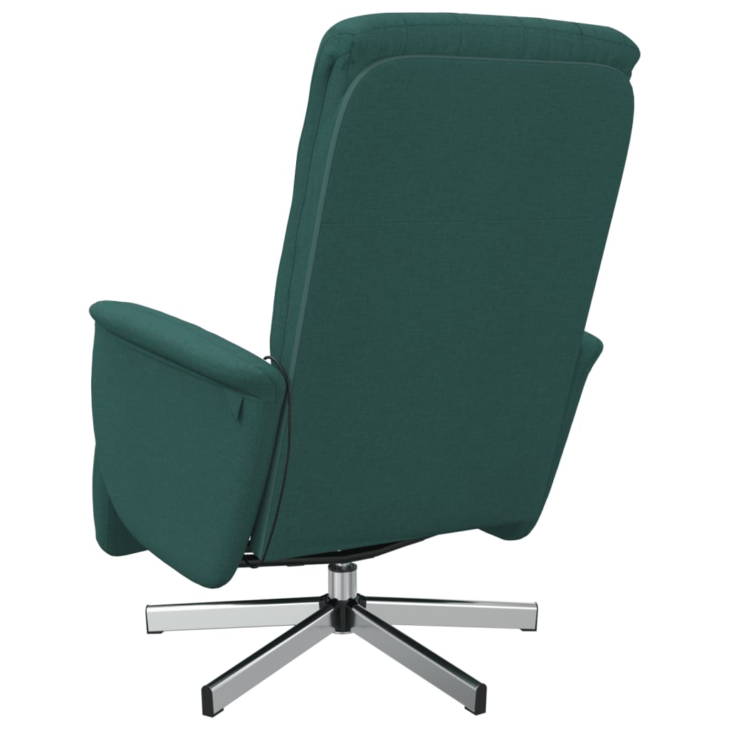vidaXL Масажен реклайнер стол с поставка за крака, тъмнозелен, текстил