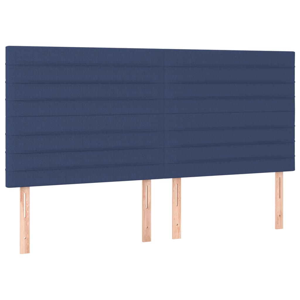 vidaXL LED горна табла за легло, синя, 160x5x118/128 см, плат