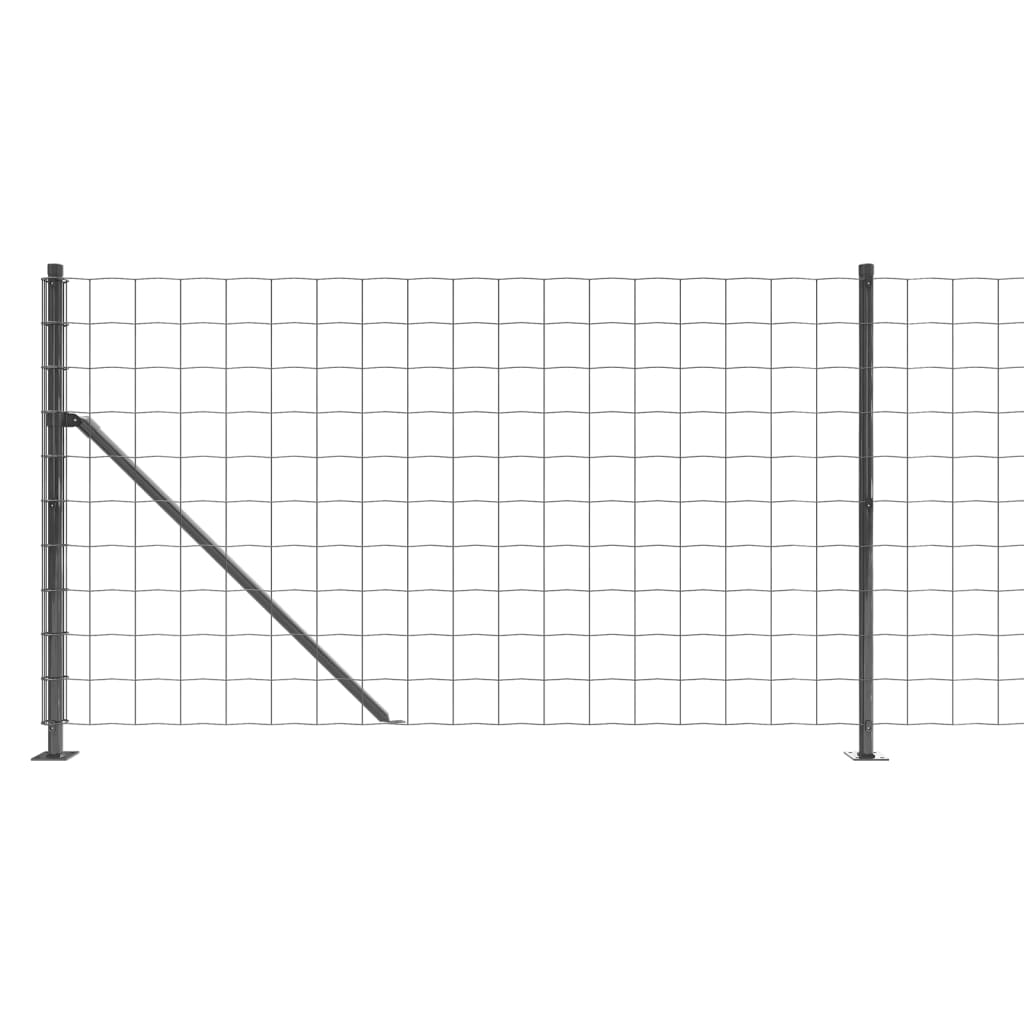 vidaXL Плетена оградна мрежа с фланец, антрацит, 0,8x10 м